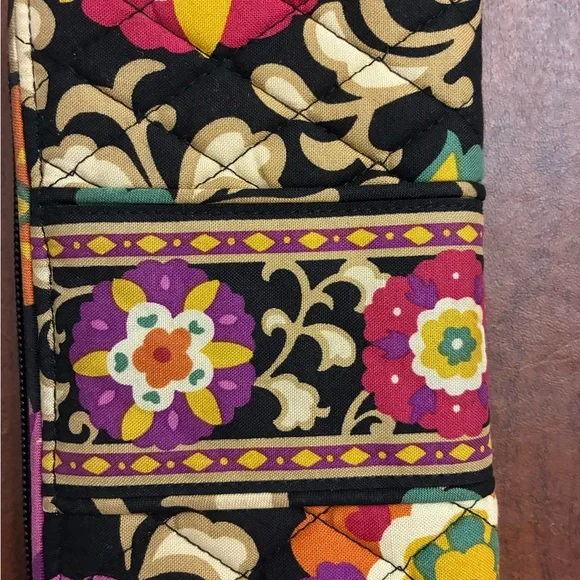 Vera Bradley Floral Suzani Pattern Black, Orange and Purple Wallet - Picture 3 of 9
